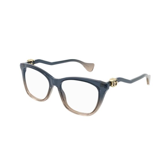 NEW GUCCI EYEGLASSES GUCCI GG1012O 002 TRANSPARENT PETROL BLUE TO NUDE EYEWEAR - Picture 1 of 4